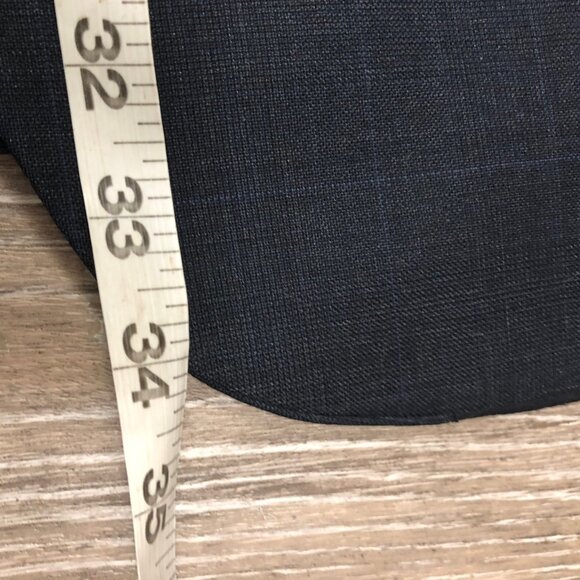 Lauren Ralph Lauren 46R Navy Blazer Plaid 2 Button 100% Wool Jacket Notch Lapel - Picture 5 of 7